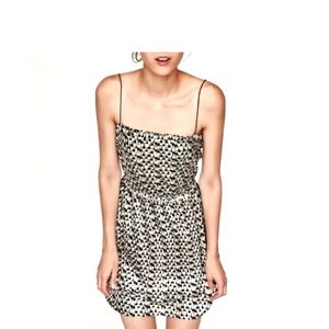 Zara Metallic Ruffle Spaghetti Strap Mini Dress L